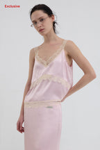 【overdue flair】 LACE SATIN MIDI SKIRT - 2 colors