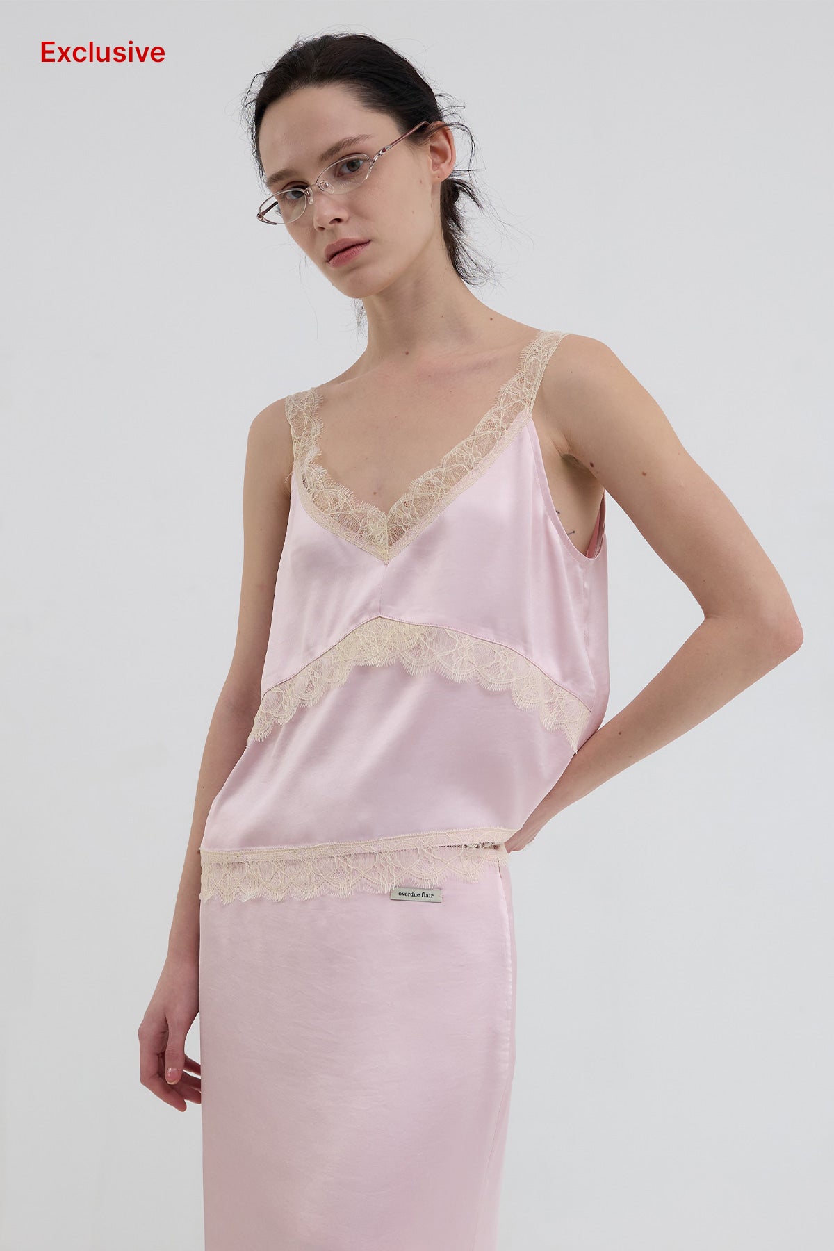 【overdue flair】 LACE SATIN MIDI SKIRT - 2 colors