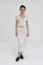 【overdue flair】JACQUARD CROP BLOUSE