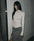 【Flare up】Draped Mock Neck Long Sleeve - 4 colors