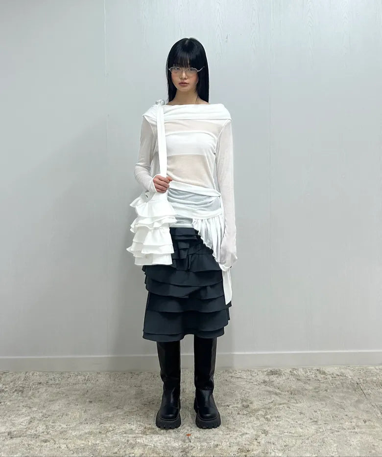 【Flare up】Faye Frill Long Sleeve - White