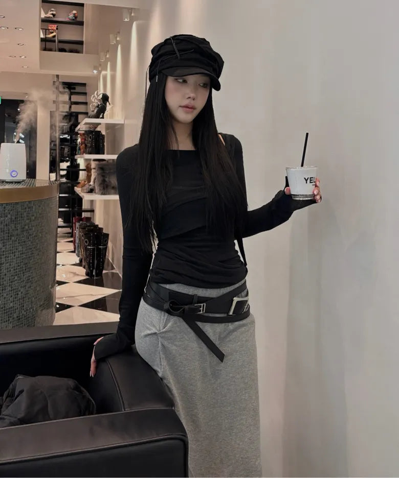 【Flare up】Layered Bustier Long Sleeve - 5 colors