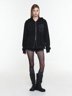 【3hreeto8ighty】EYELET POCKET HOODIE ZIP-UP - 2 colors