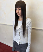 【Flare up】Asymmetrical Snap Long Sleeve Hoodie - 2 colors