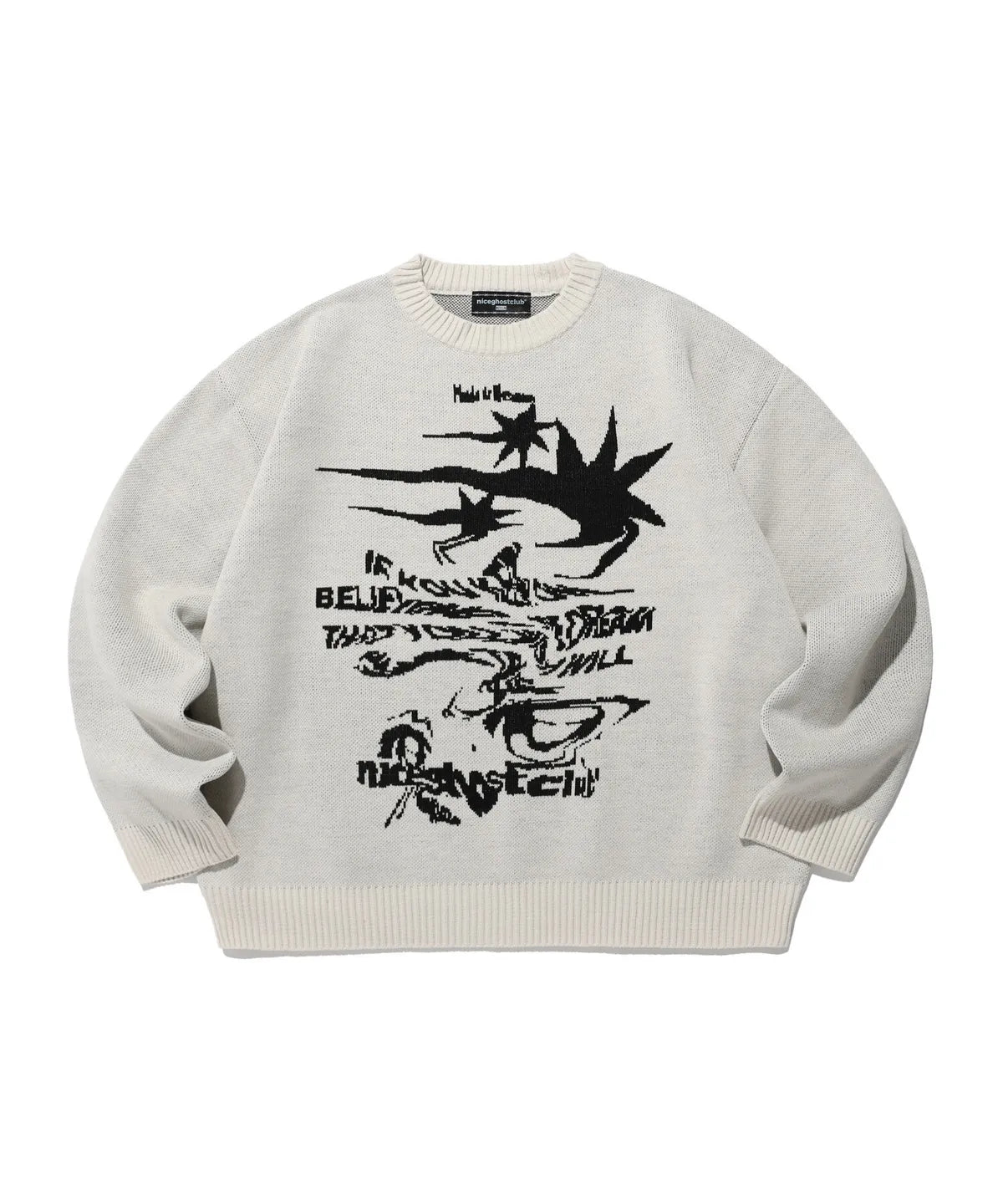【niceghostclub】TORNADO LOGO KNIT [BLACK / WHITE]