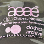【aeae】WEB LOGO CAMO 5 PANNEL CAP [ PINK/RED ]