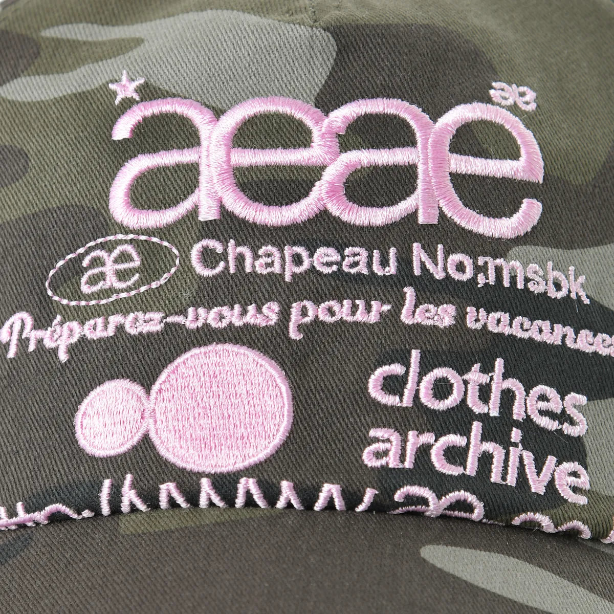【aeae】WEB LOGO CAMO 5 PANNEL CAP [ PINK/RED ]