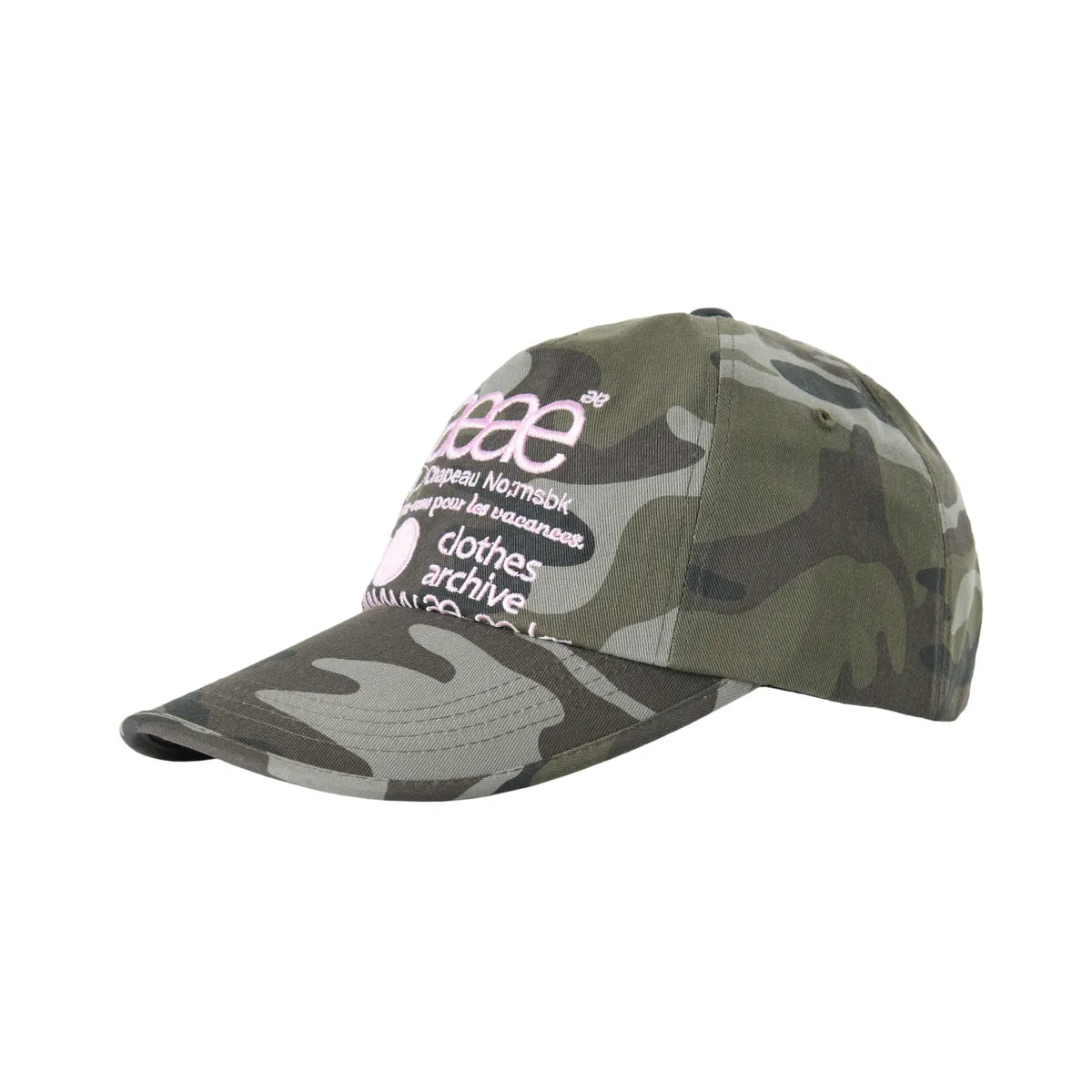 【aeae】WEB LOGO CAMO 5 PANNEL CAP [ PINK/RED ]