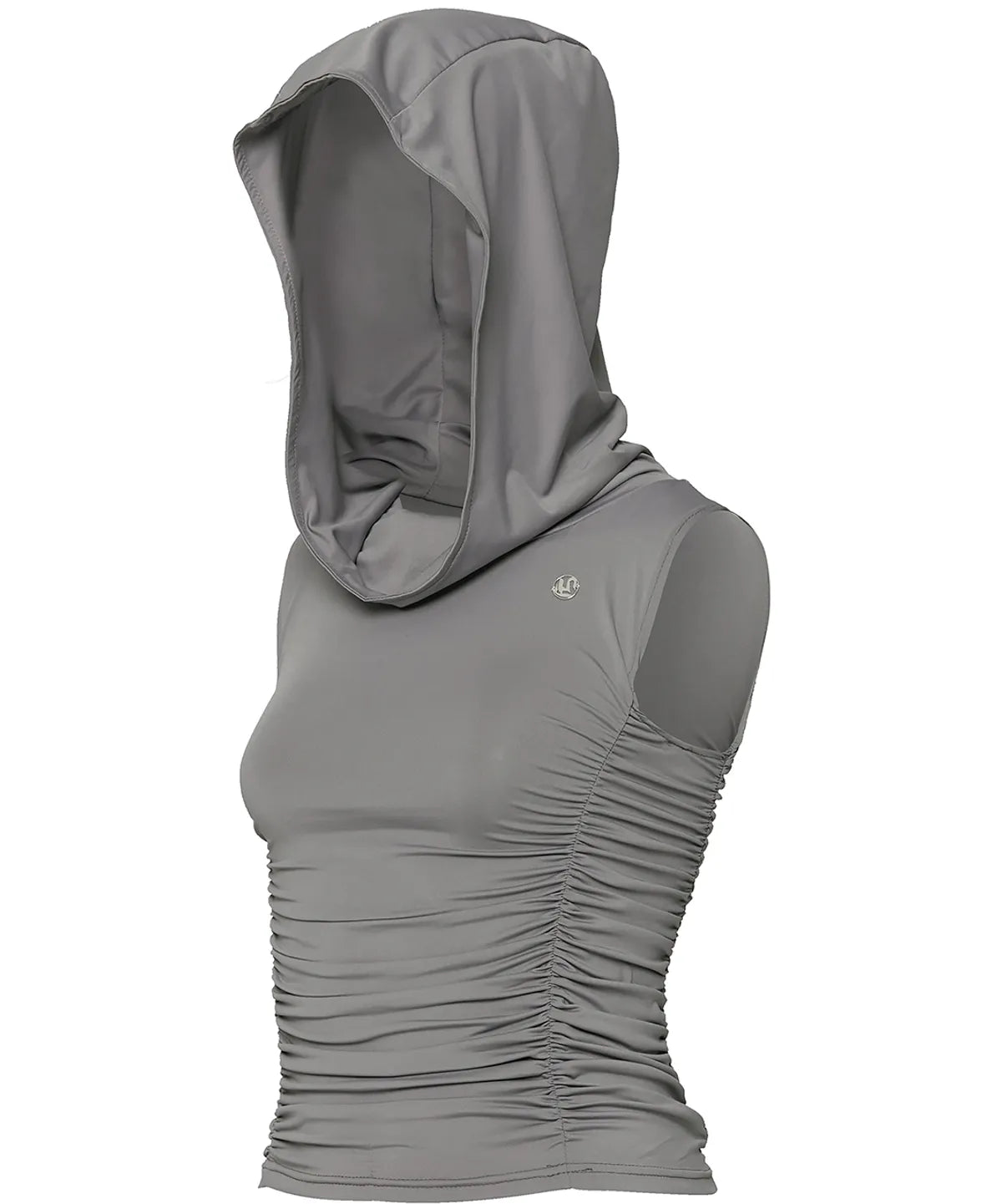 【Flare up】Hooded High Neck Sleeveless [Gray / Black]
