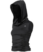 【Flare up】Hooded High Neck Sleeveless [Gray / Black]