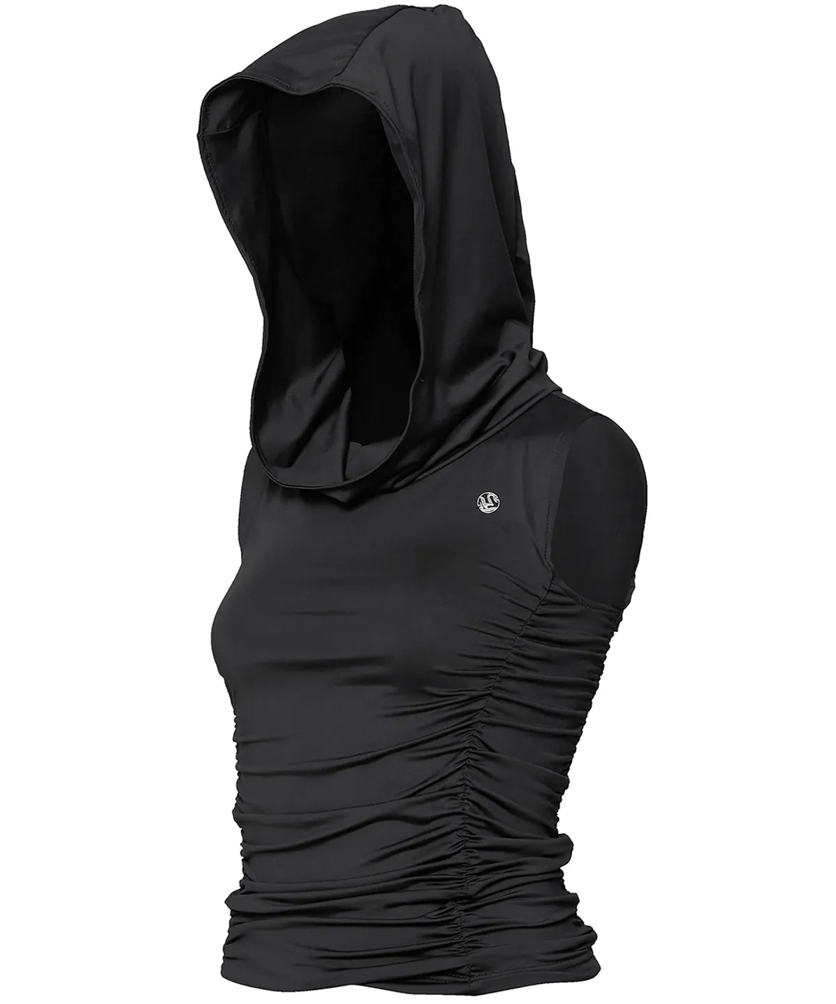 【Flare up】Hooded High Neck Sleeveless [Gray / Black]