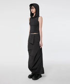 【Flare up】Hooded High Neck Sleeveless [Gray / Black]