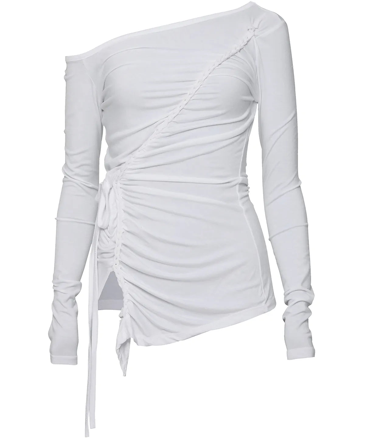 【Flare up】Handmade Twisted One-Shoulder Long Sleeve [Black / White / Gray]