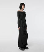 【Flare up】Handmade Twisted One-Shoulder Long Sleeve [Black / White / Gray]