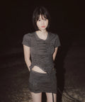 【Flare up】Handmade Twisted T-Shirt [White / Charcoal / Black]