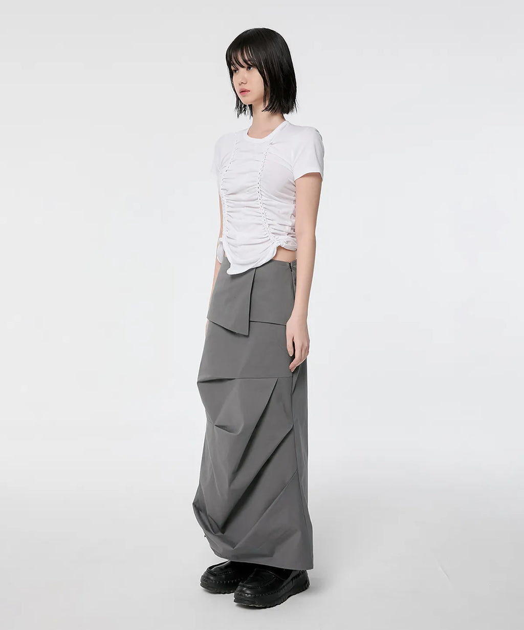 【Flare up】Handmade Twisted T-Shirt [White / Charcoal / Black]