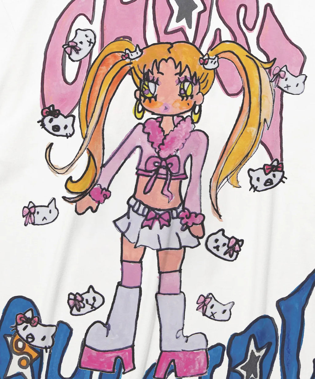 【niceghostclub】[ x soulpusssy cat ] ghostsoulgirl gyaru big big tee [pink/white]