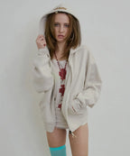 【SCULPTOR】Beaded Saint Hoodie Zip-Up - Dirty White