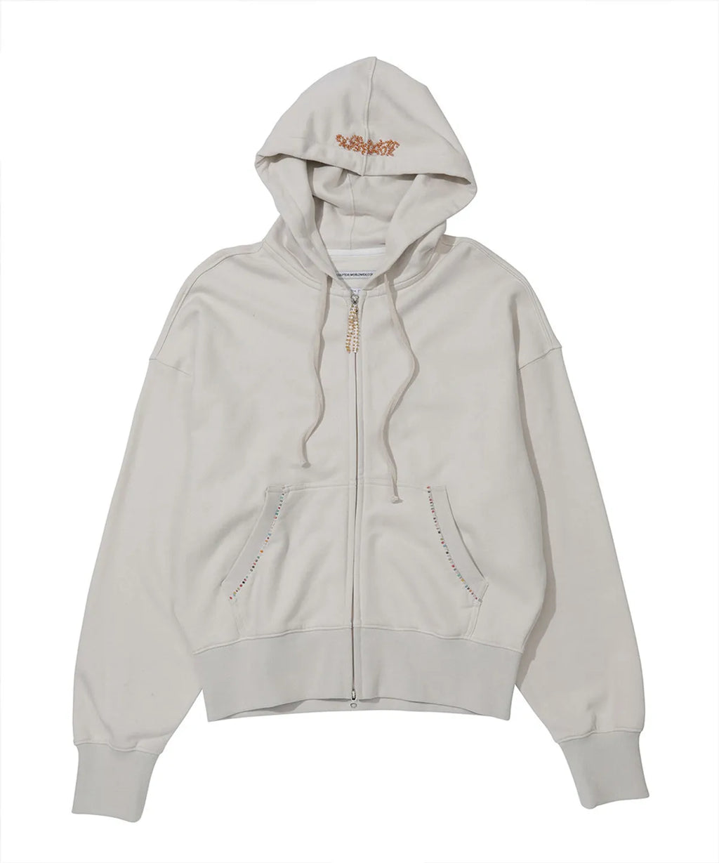 【SCULPTOR】Beaded Saint Hoodie Zip-Up - Dirty White