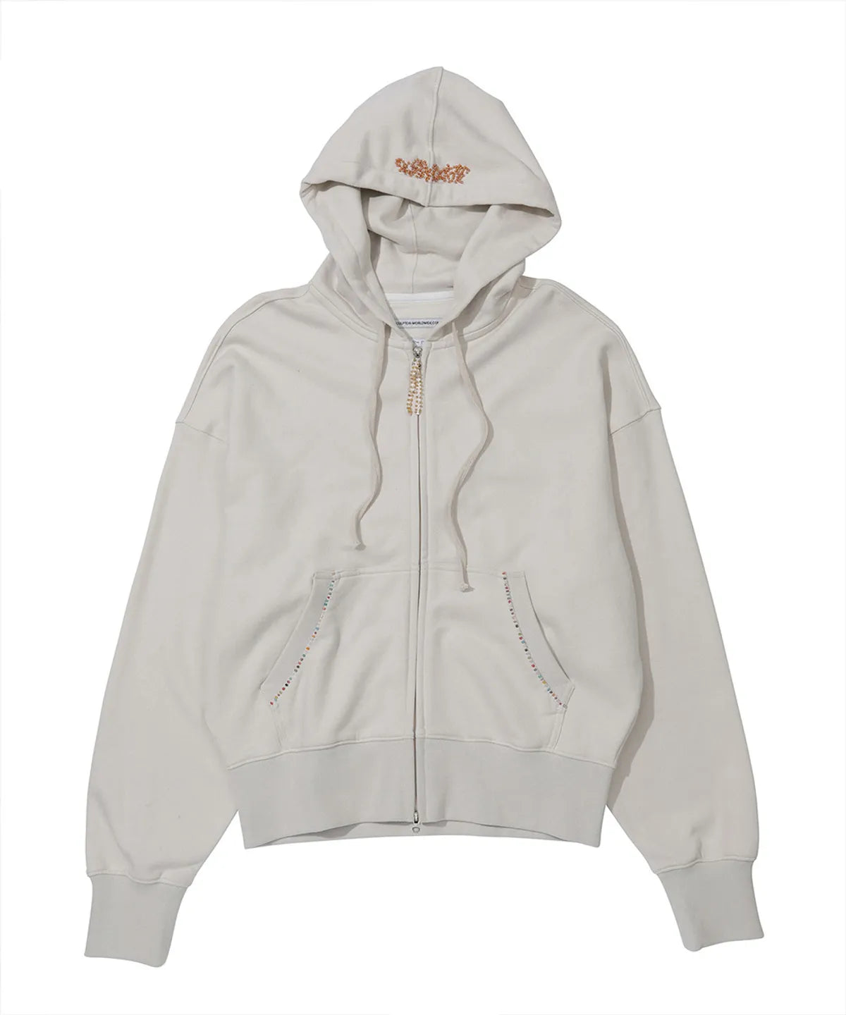【SCULPTOR】Beaded Saint Hoodie Zip-Up - Dirty White