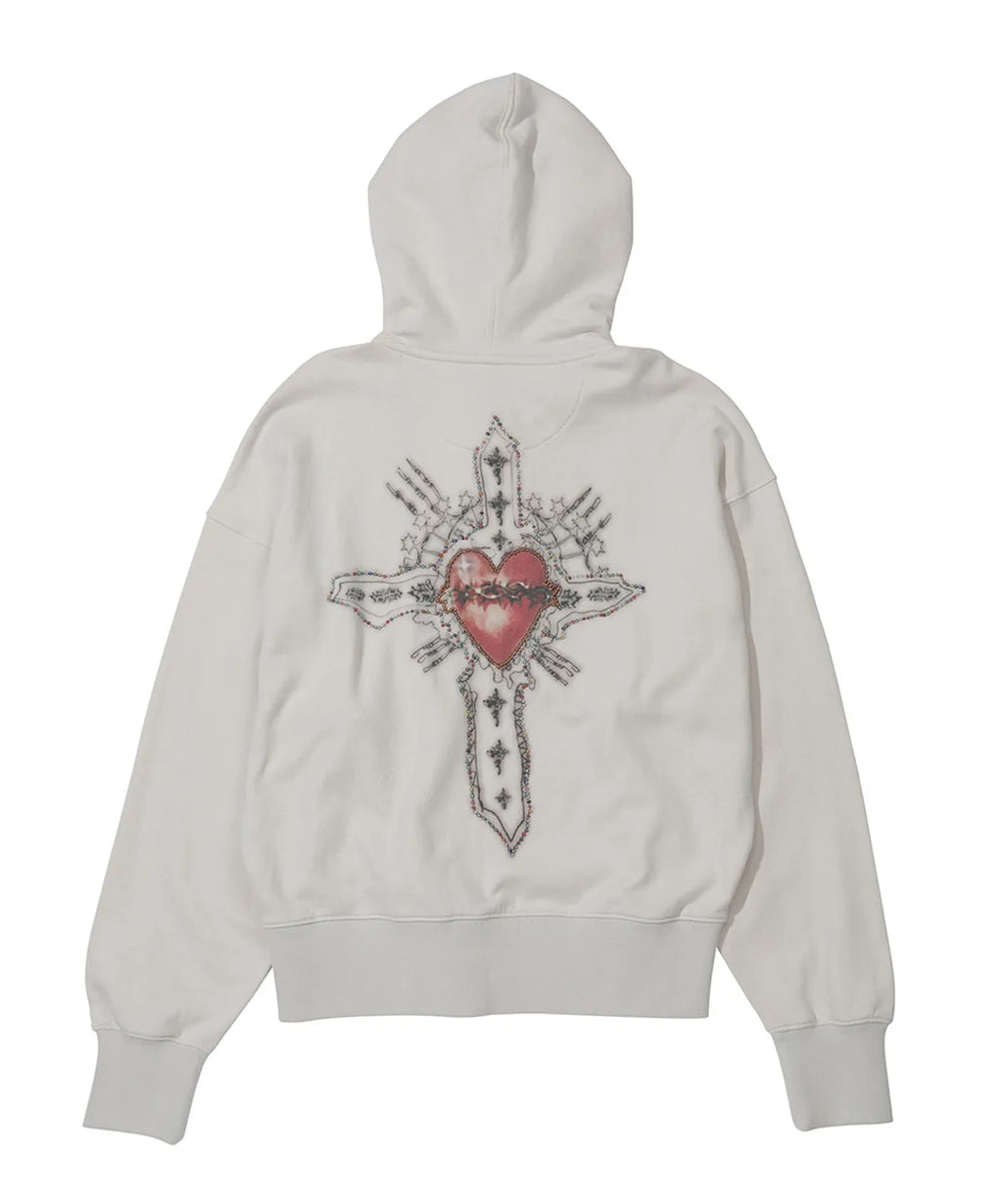 【SCULPTOR】Beaded Saint Hoodie Zip-Up - Dirty White