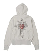 【SCULPTOR】Beaded Saint Hoodie Zip-Up - Dirty White
