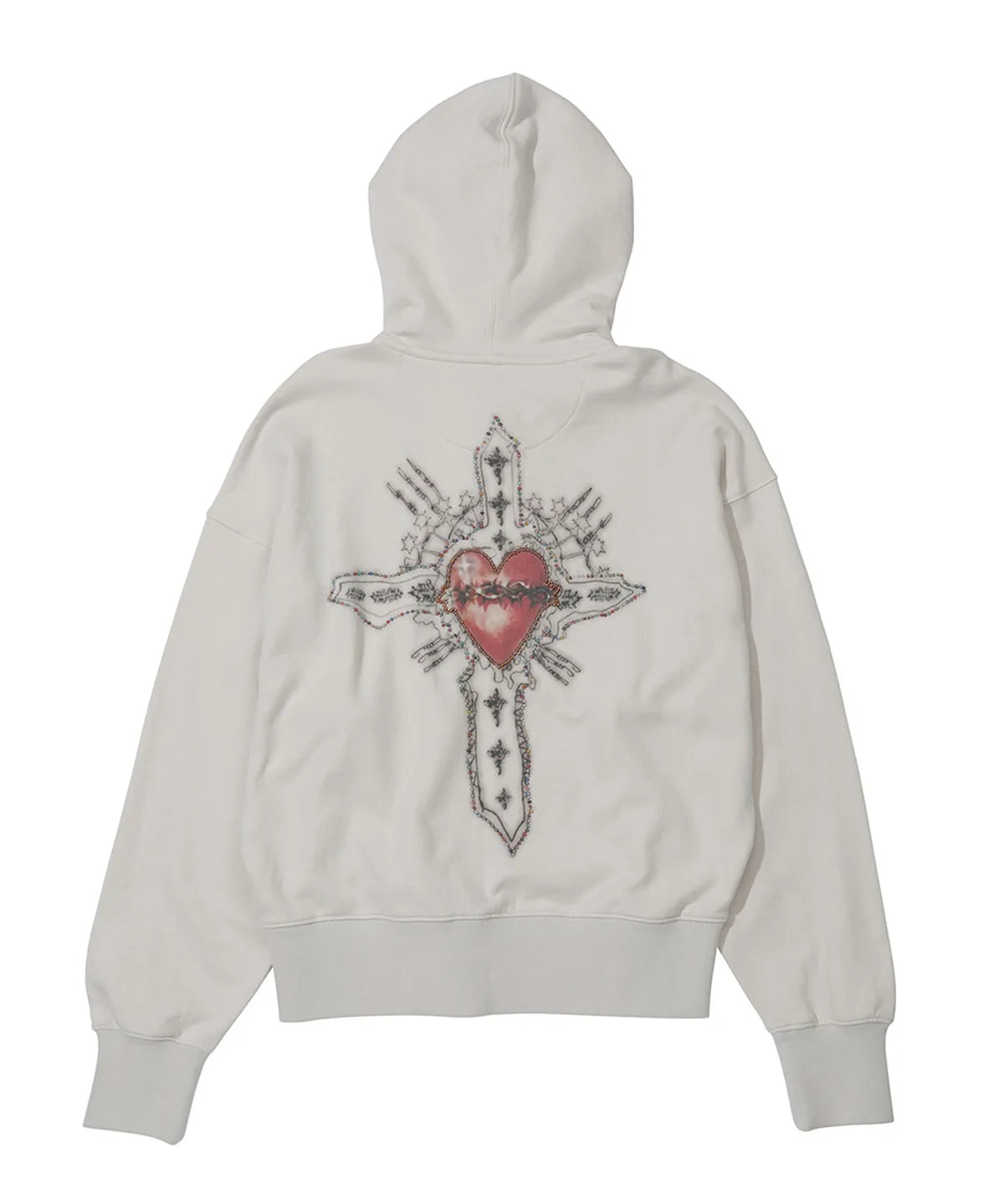 【SCULPTOR】Beaded Saint Hoodie Zip-Up - Dirty White
