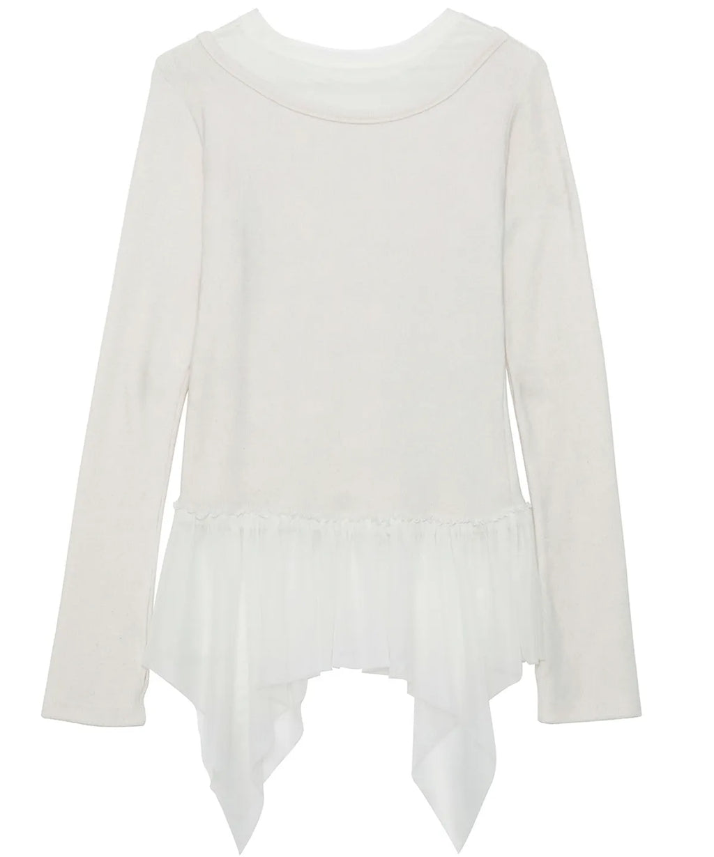 【Flare up】Layered Lace Frill Long Sleeve - 3 colors