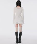 【Flare up】Layered Lace Frill Long Sleeve - 3 colors