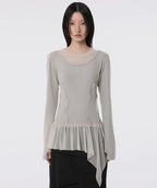 【Flare up】Layered Lace Frill Long Sleeve - 3 colors