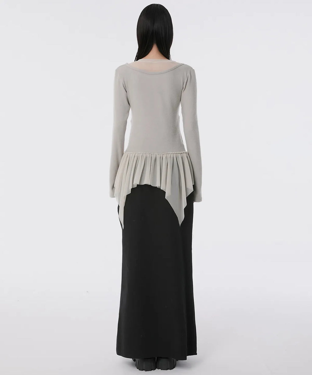 【Flare up】Layered Lace Frill Long Sleeve - 3 colors