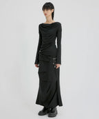【Flare up】Drape Long Sleeve [Black / Grey]