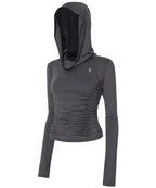 【Flare up】Hooded High Neck Long Sleeve [Charcoal / Black]