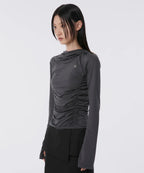 【Flare up】Hooded High Neck Long Sleeve [Charcoal / Black]