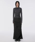 【Flare up】Hooded High Neck Long Sleeve [Charcoal / Black]