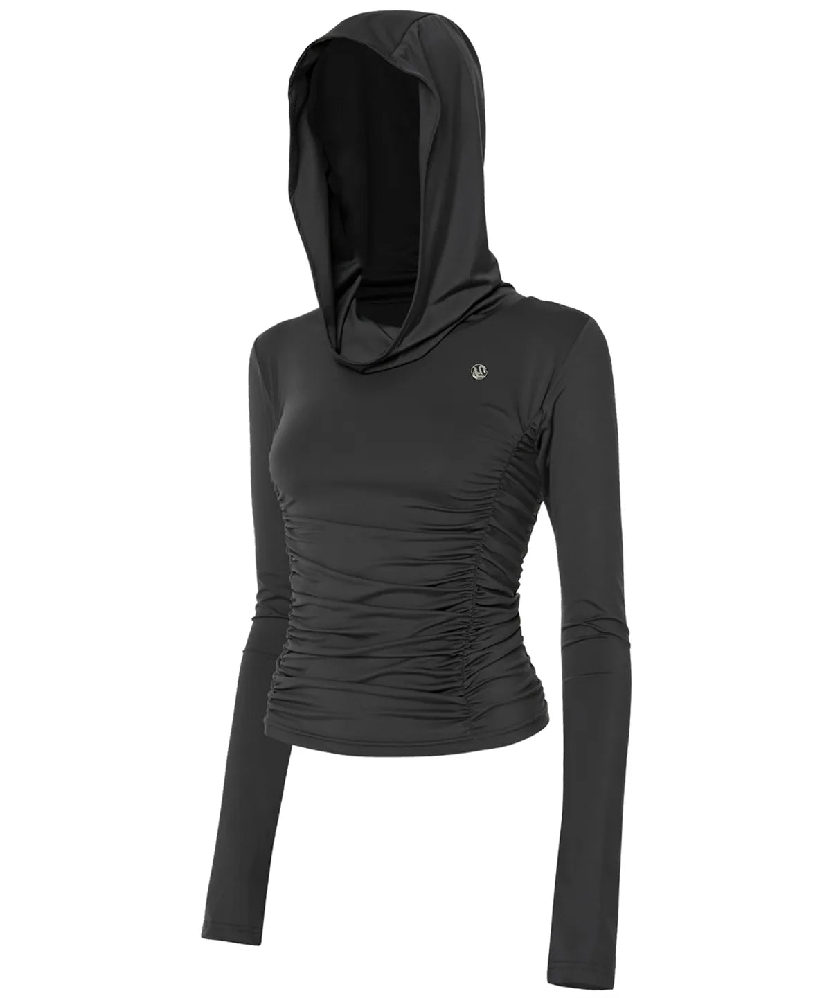 【Flare up】Hooded High Neck Long Sleeve [Charcoal / Black]