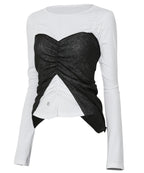 【Flare up】Bustier Layered Long Sleeve - White