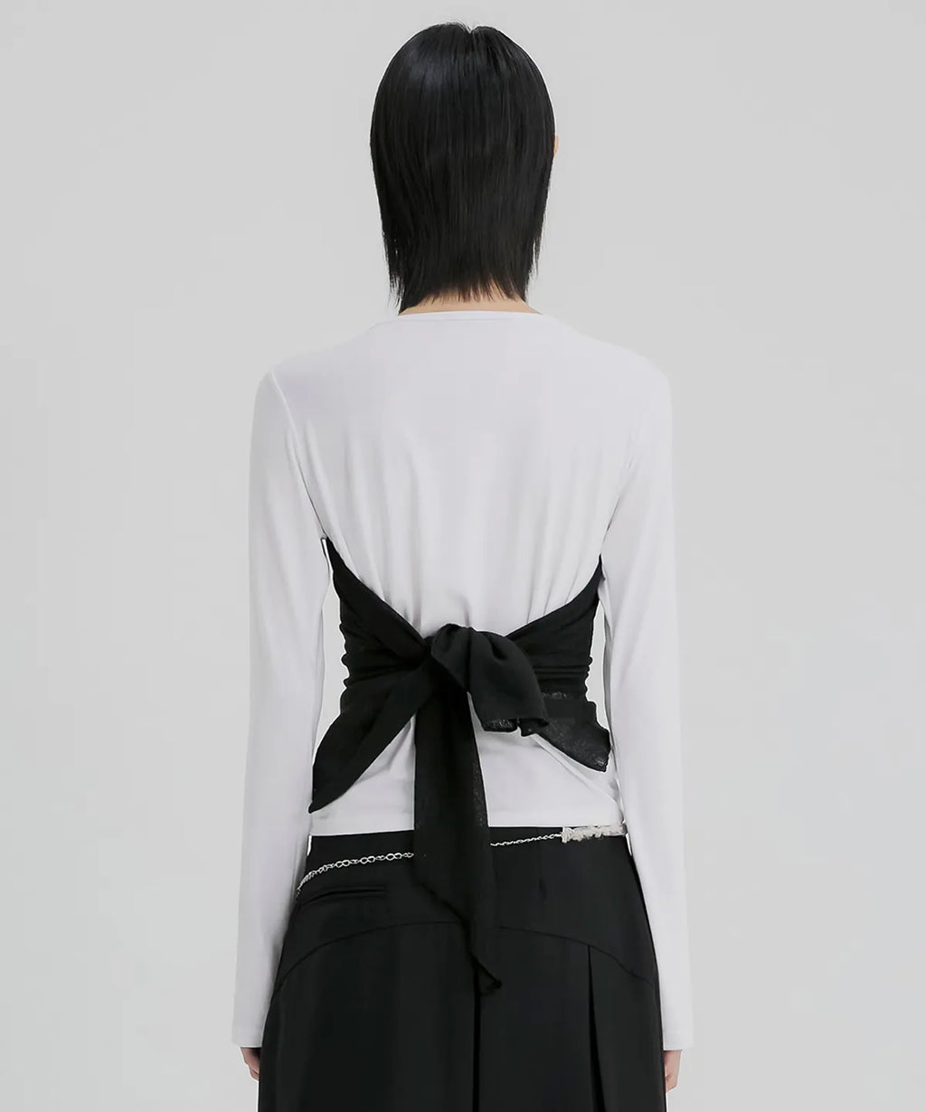 【Flare up】Bustier Layered Long Sleeve - White