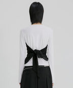 【Flare up】Bustier Layered Long Sleeve - White