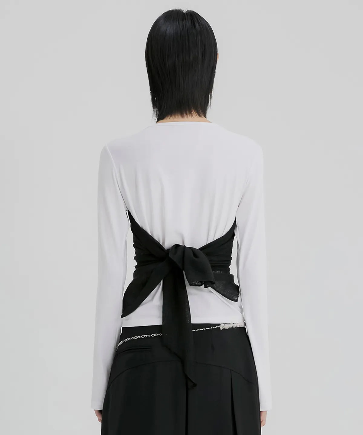 【Flare up】Bustier Layered Long Sleeve - White