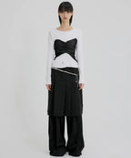 【Flare up】Bustier Layered Long Sleeve - White