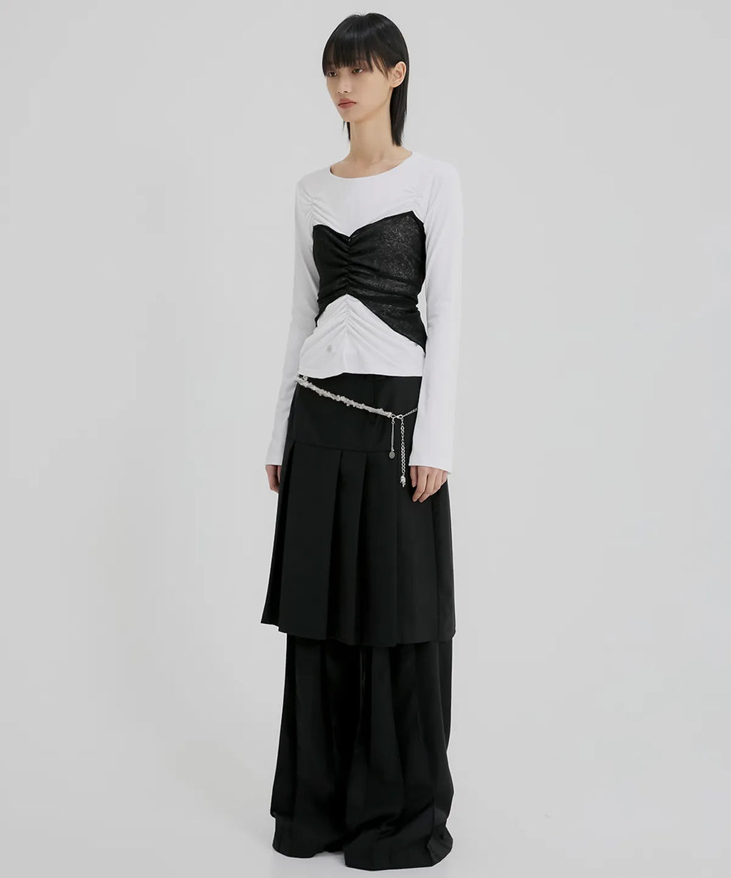 【Flare up】Bustier Layered Long Sleeve - White