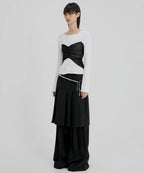 【Flare up】Bustier Layered Long Sleeve - White