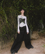 【Flare up】Bustier Layered Long Sleeve - White