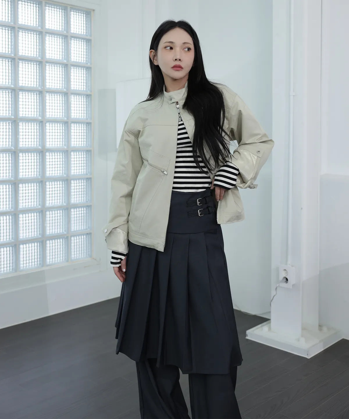 【PLACESTUDIO】兩件式百摺褲裙