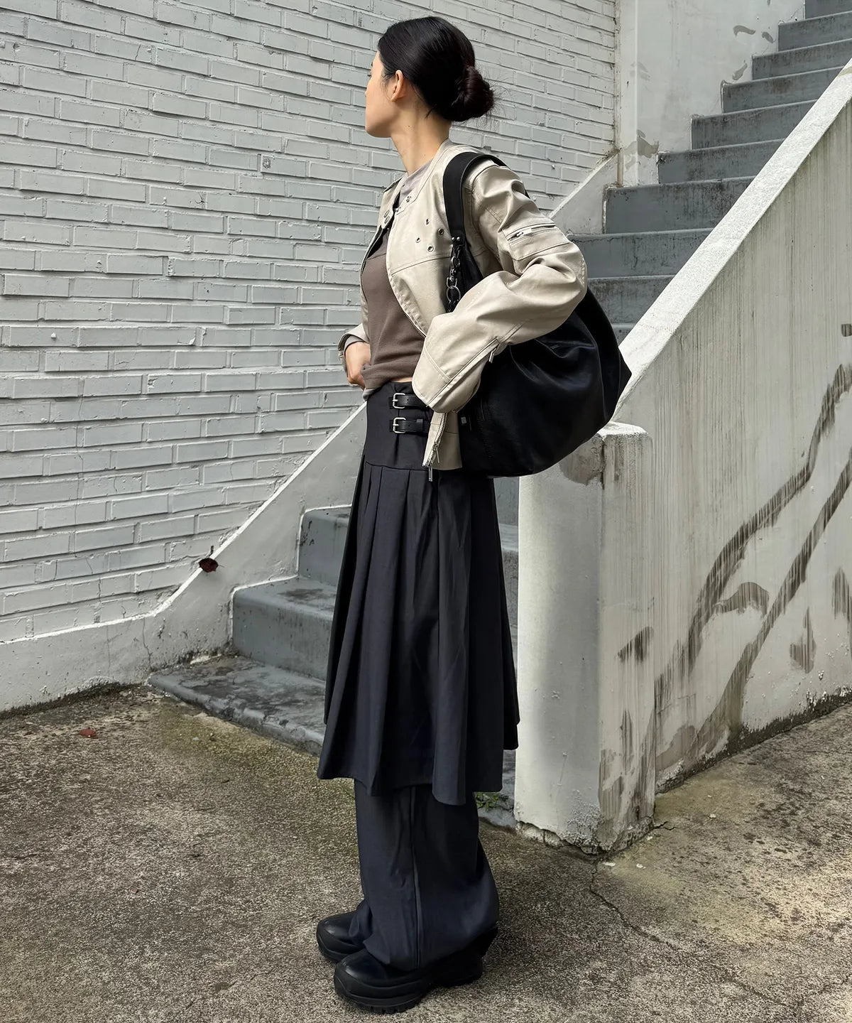 【PLACESTUDIO】兩件式百摺褲裙