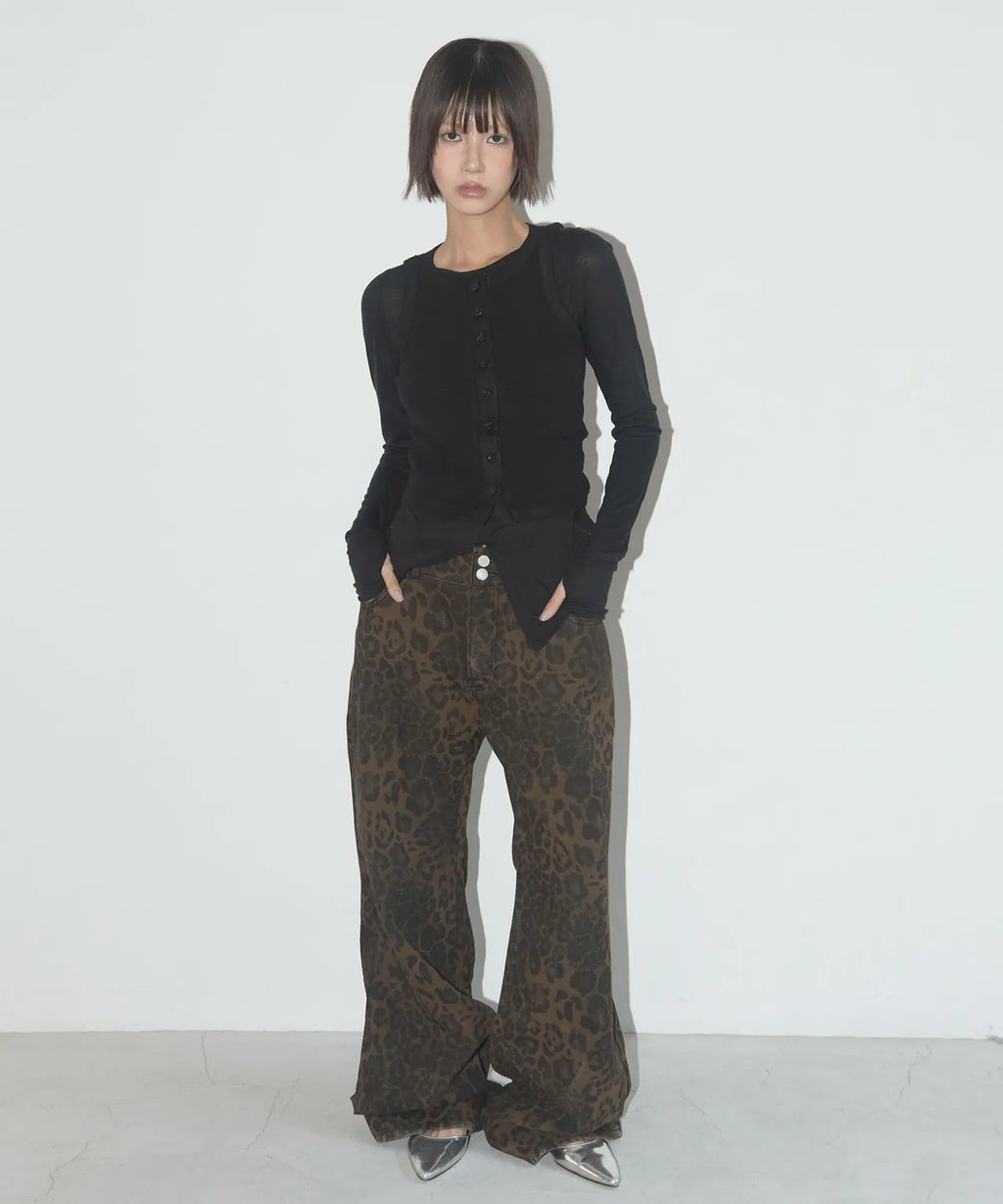 【Fancy Club】3-WAY BUTTON LAYERED LONG SLEEVE [Black / Beige]