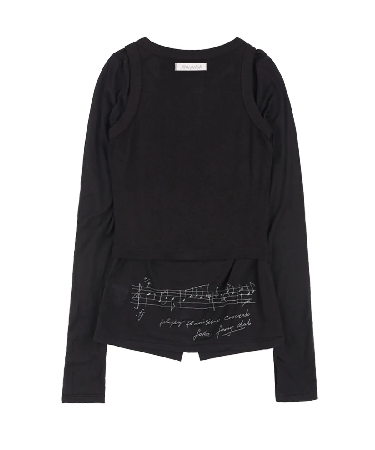 【Fancy Club】3-WAY BUTTON LAYERED LONG SLEEVE [Black / Beige]