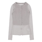 【Fancy Club】3-WAY BUTTON LAYERED LONG SLEEVE [Black / Beige]