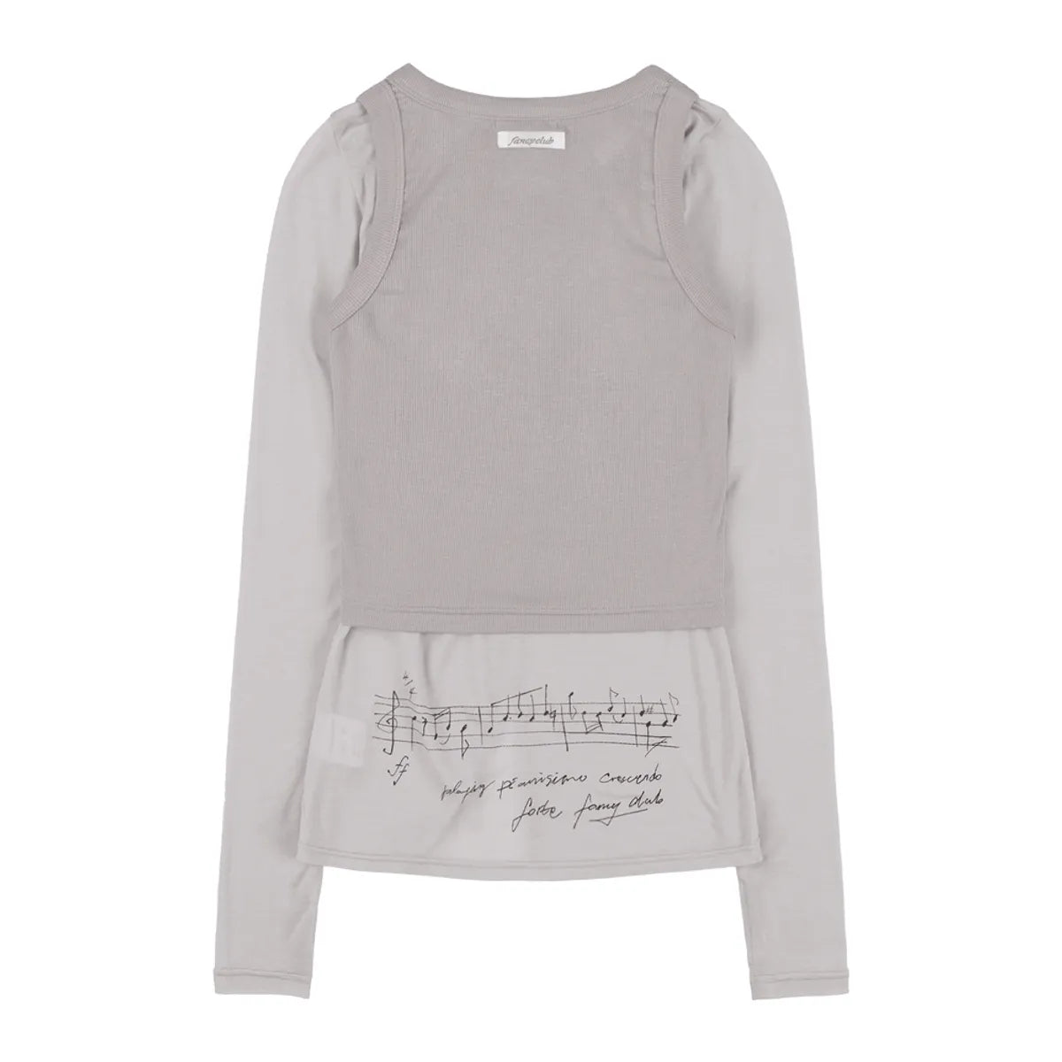 【Fancy Club】3-WAY BUTTON LAYERED LONG SLEEVE [Black / Beige]